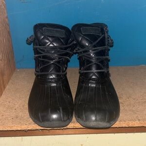Sperry Black Quilted Duck Boots - Lace-Up Rubber Toe